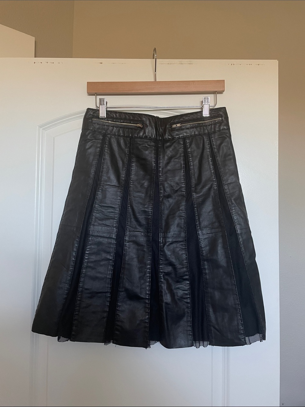 Black Faux Leather A-Line Skirt